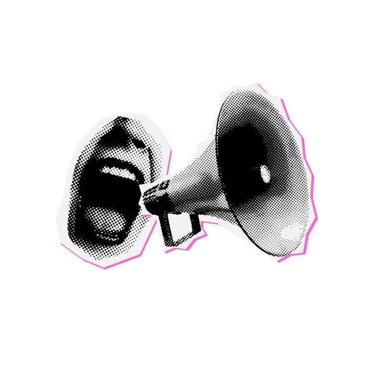 Figurinha de megafone e divulgação